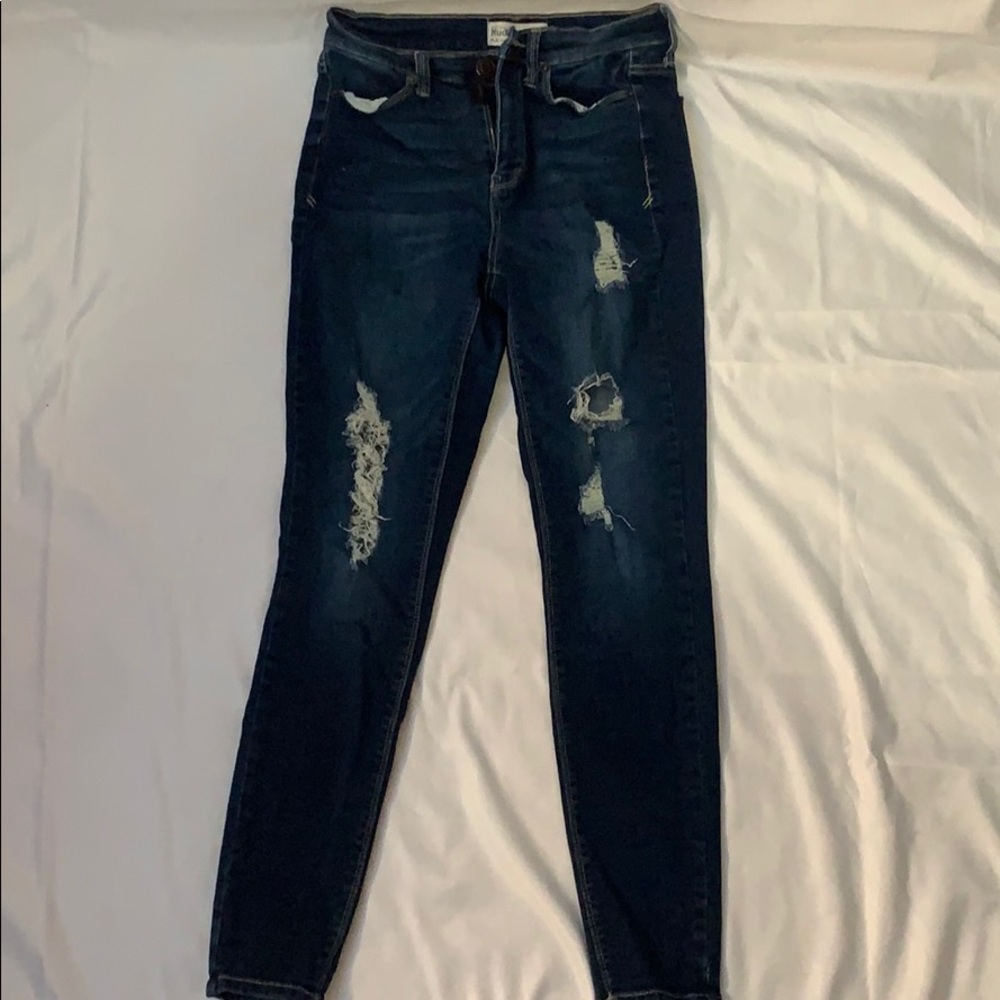 Dark blue ripped jeans